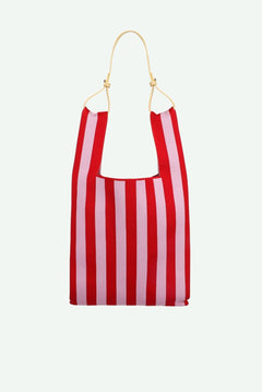 The Sticky Sis Club - KNITTED STRIPES Shopper • cerise + ballet - ROSA ECK