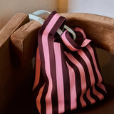 The Sticky Sis Club - KNITTED STRIPES Shopper • chocolate + bubblegum - Tasche - ROSA ECK Concept Store