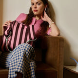 The Sticky Sis Club - KNITTED STRIPES Shopper • chocolate + bubblegum - Tasche - ROSA ECK Concept Store