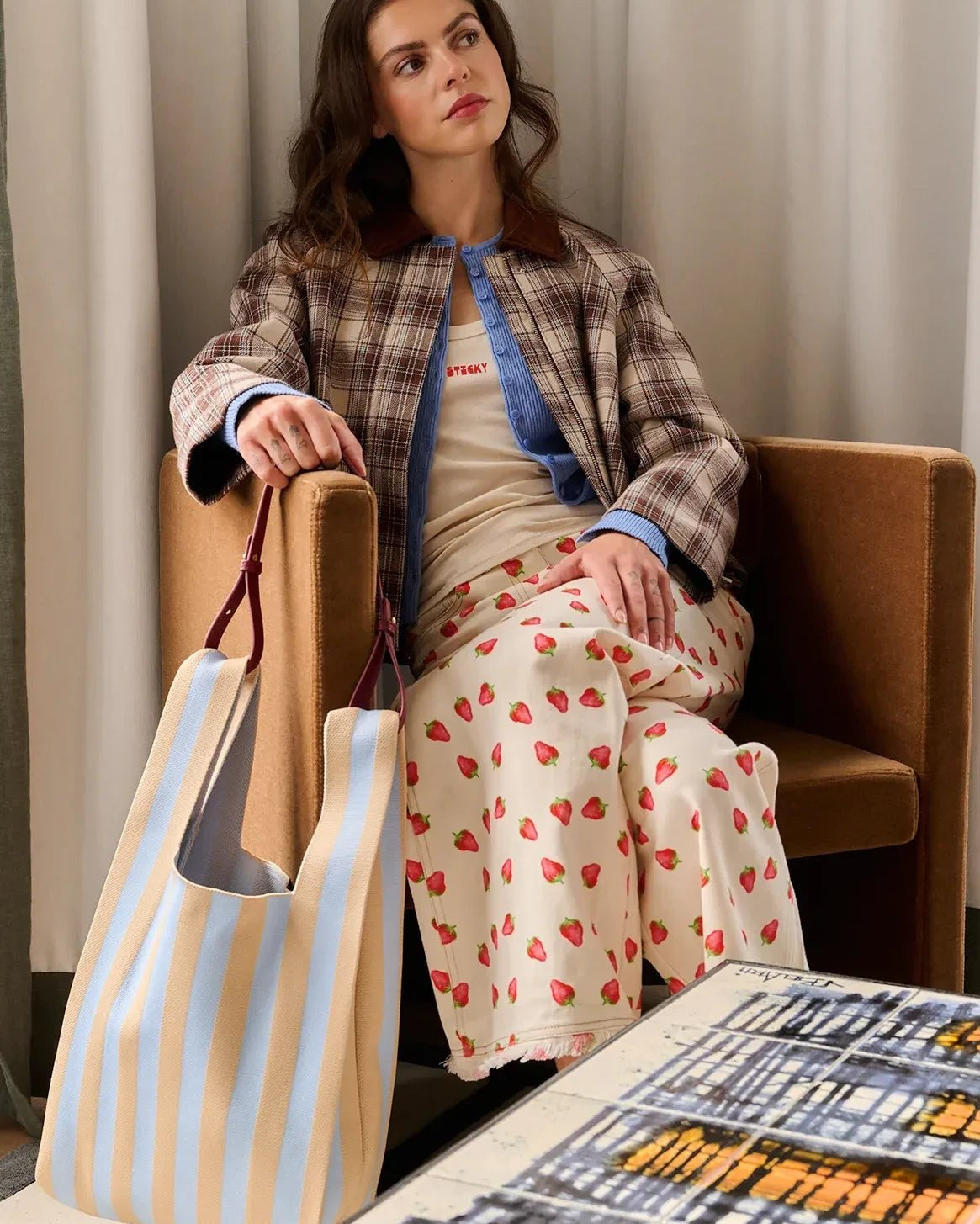 The Sticky Sis Club - KNITTED STRIPES Shopper • marzipan + sky - Tasche - ROSA ECK Concept Store