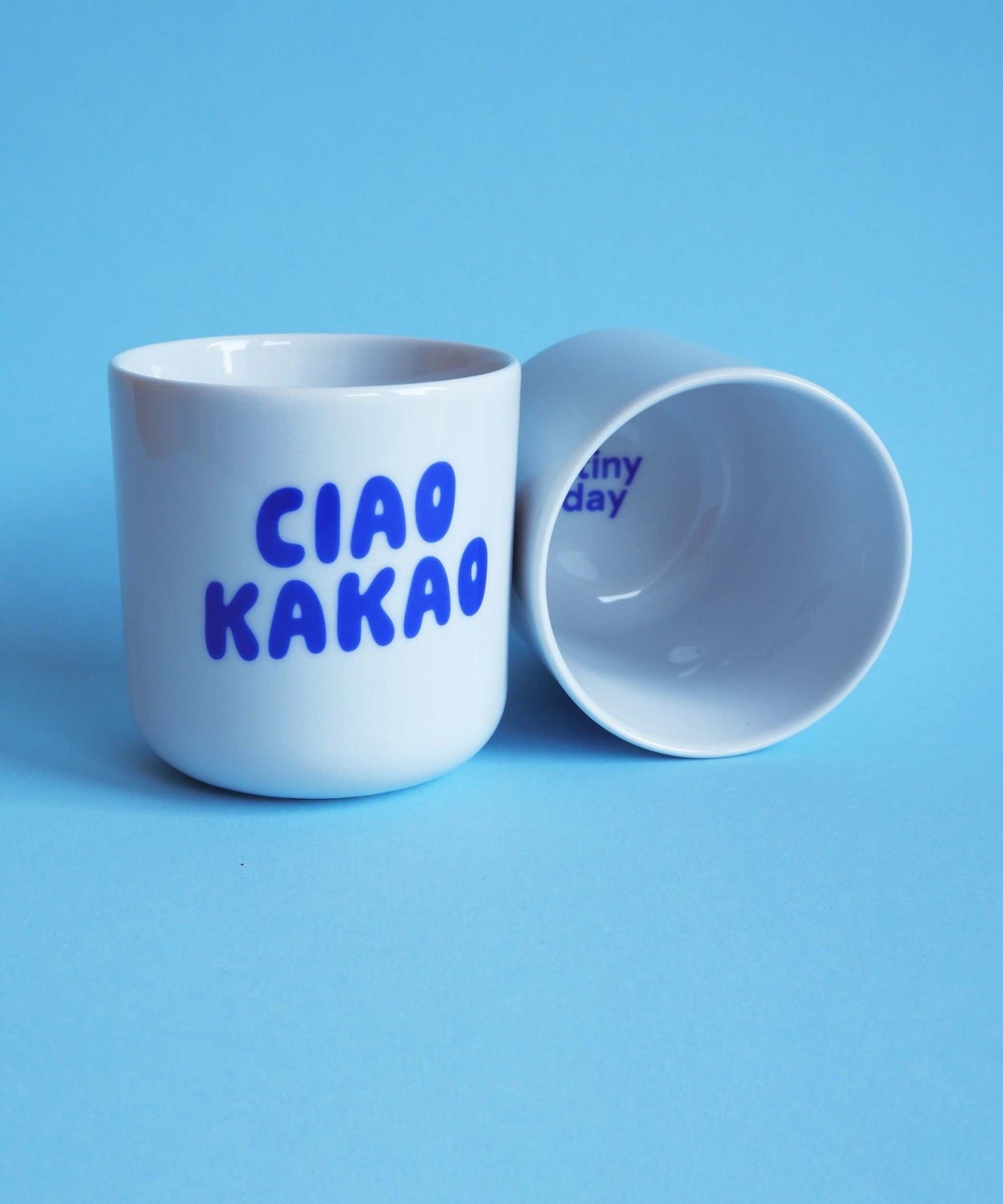 tinyday - CIAO KAKAO Becher | Blau - Kaffee - und Teetasse - ROSA ECK - , ,