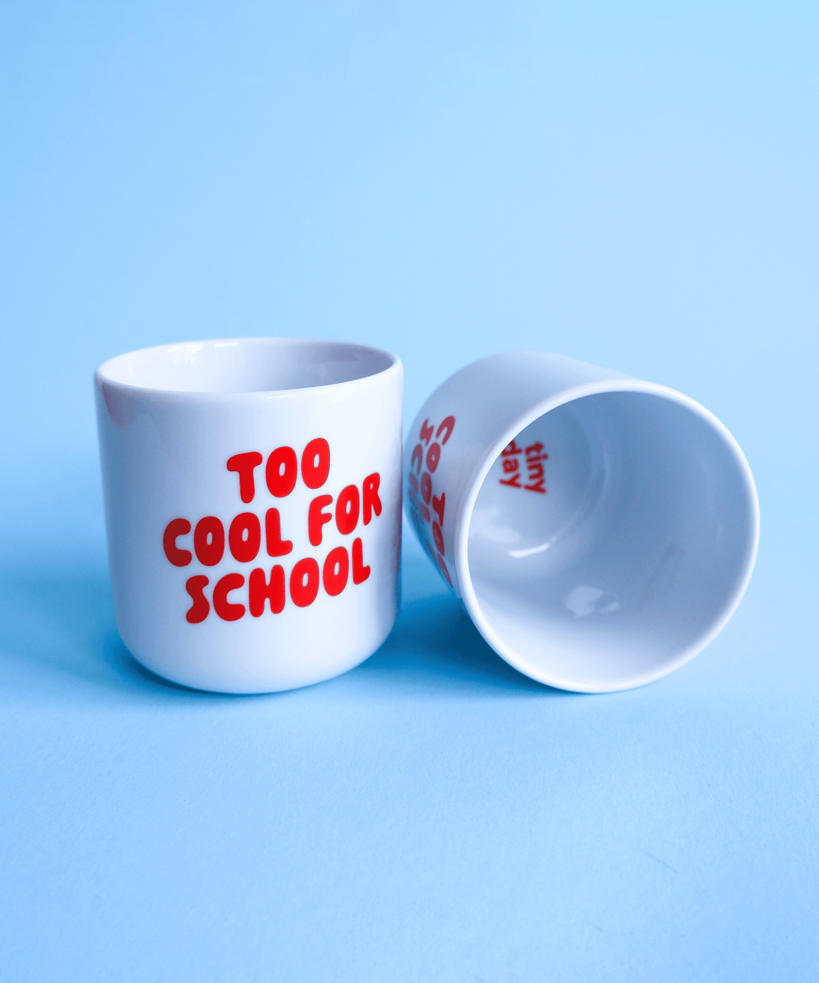 tinyday - TOO COOL FOR SCHOOL Becher | Rot - Kaffee - und Teetasse - ROSA ECK - , ,