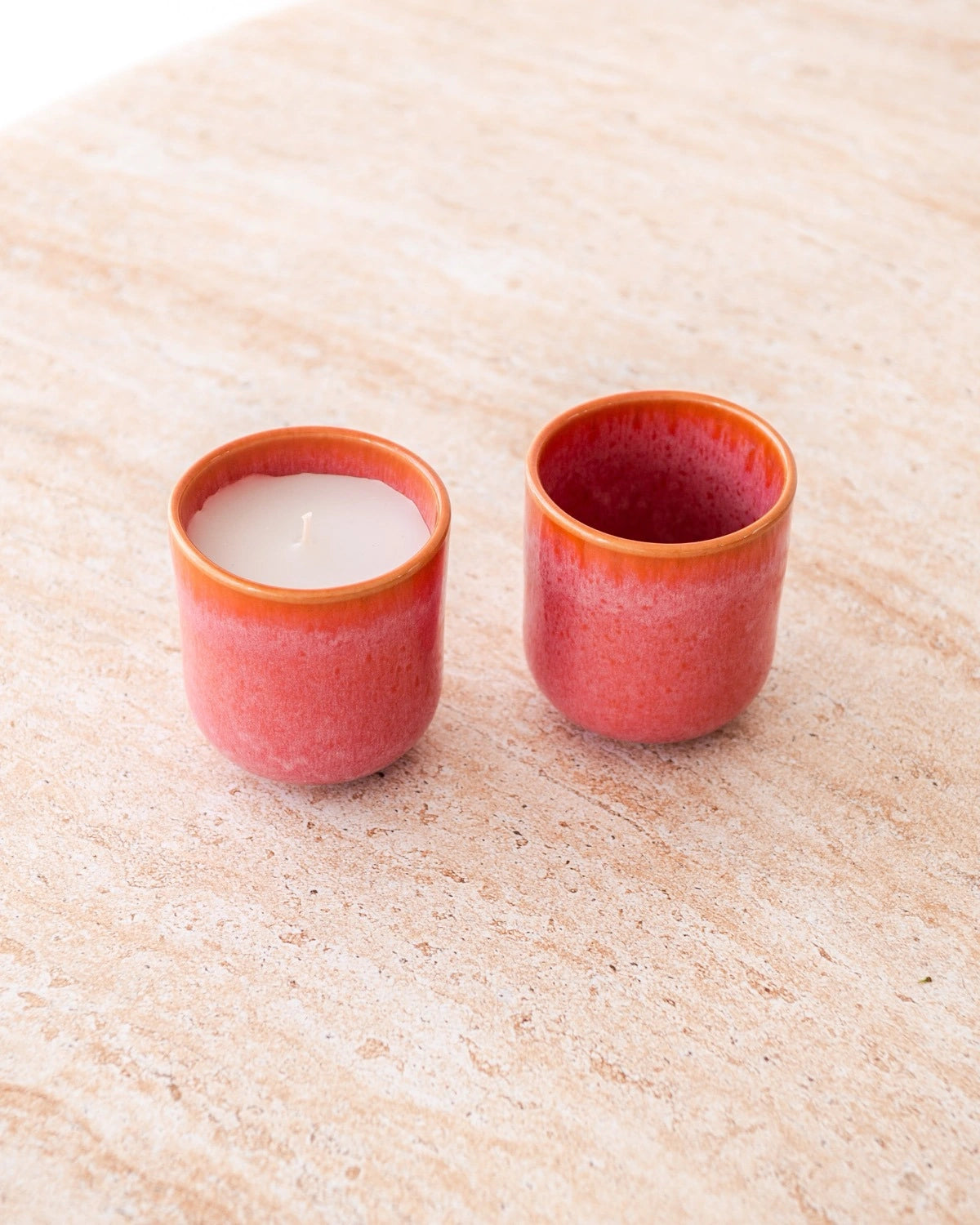 Orange Keramikbecher von Vila Cerâmica, mehrere Stück