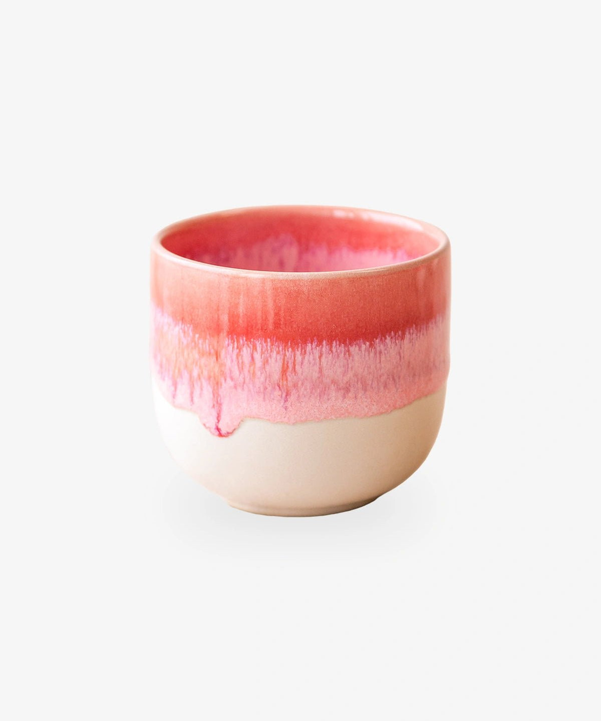Großer Keramikbecher in Beige mit Rosa und Pink, ohne Henkel