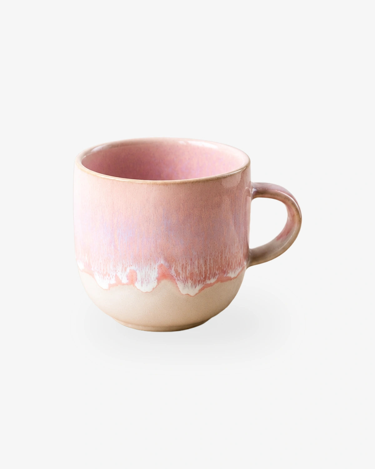 Keramiktasse mit Henkel in Beige, Rosa und Weiß