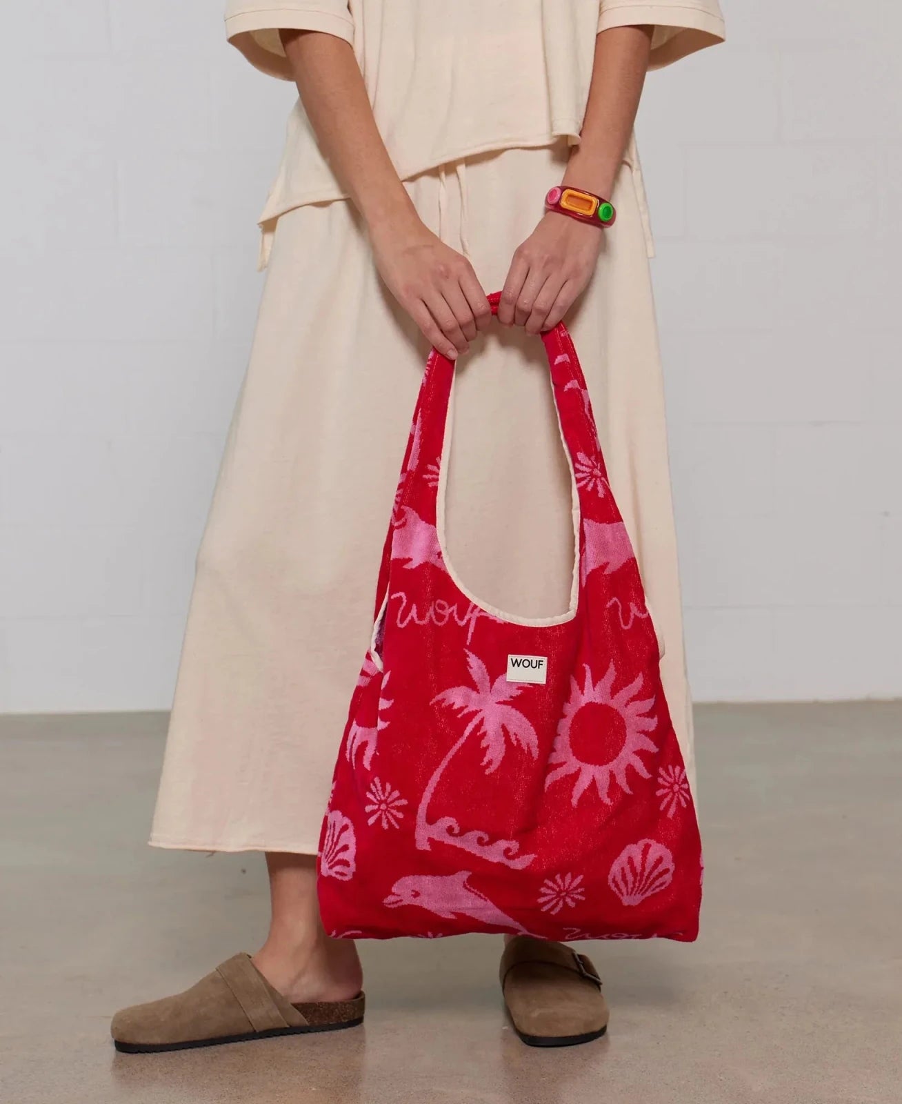 WOUF - TULUM Tragetasche Frottee - ROSA ECK