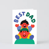 Wrap - BEST DAD PIGGYBACK Grußkarte zum Vatertag - ROSA ECK
