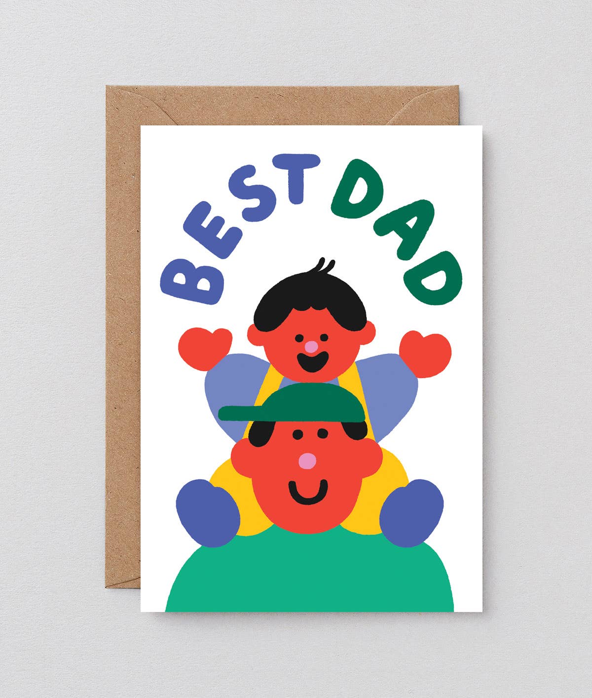 Wrap - BEST DAD PIGGYBACK Grußkarte zum Vatertag - ROSA ECK