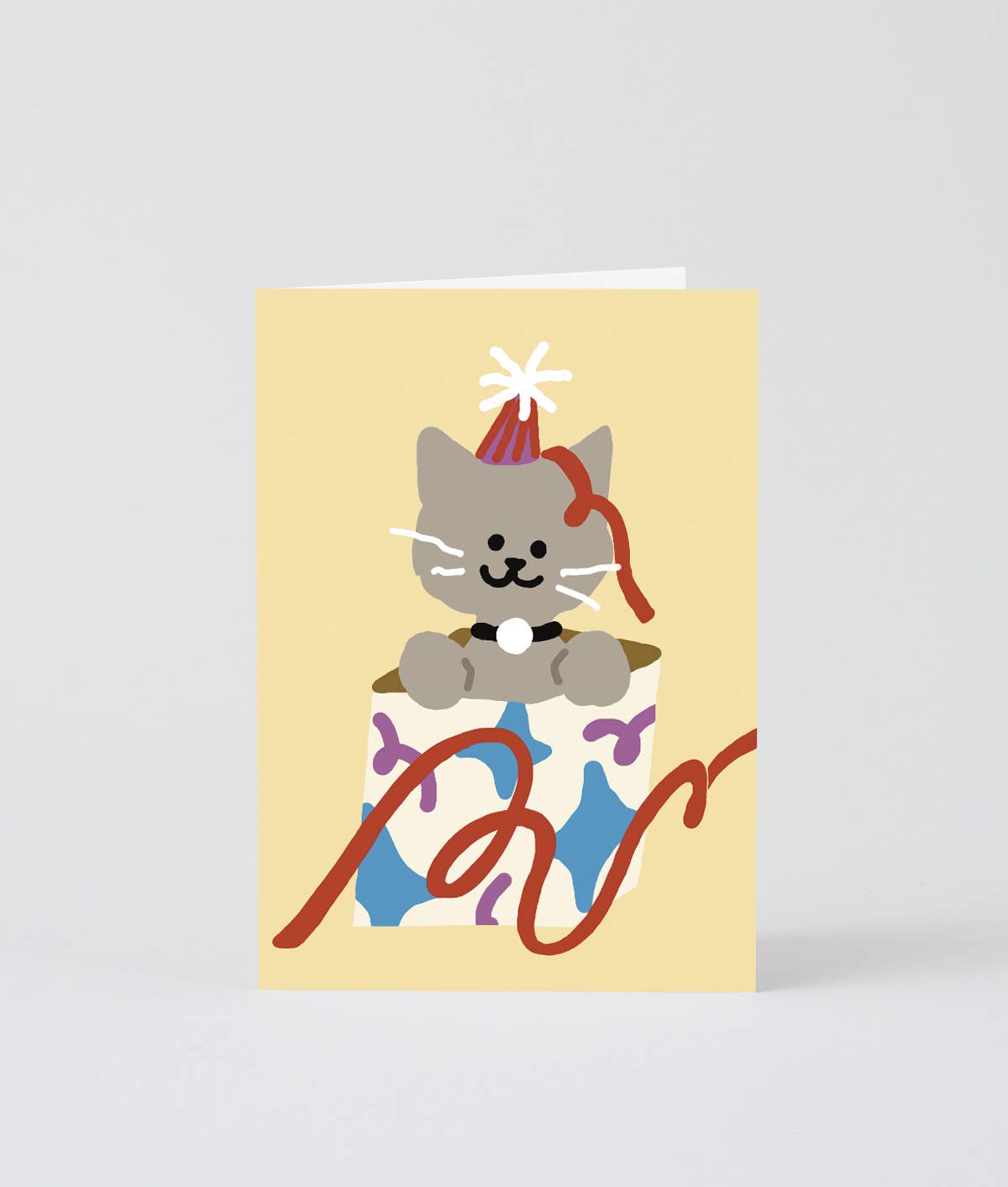 Wrap - CAT IN A PRESENT Grußkarte zum Geburtstag - ROSA ECK