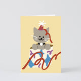 Wrap - CAT IN A PRESENT Grußkarte zum Geburtstag - ROSA ECK
