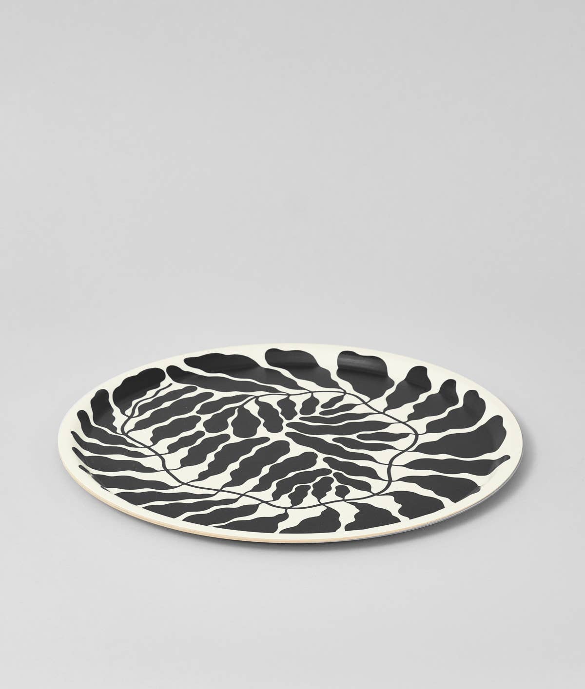 Wrap - Charcoal Leaves Large Round 15" Birch Serving Tray - ROSA ECK Concept Store