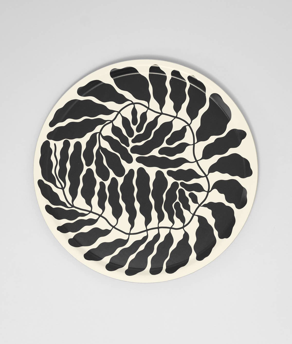 Wrap - Charcoal Leaves Large Round 15" Birch Serving Tray - ROSA ECK Concept Store