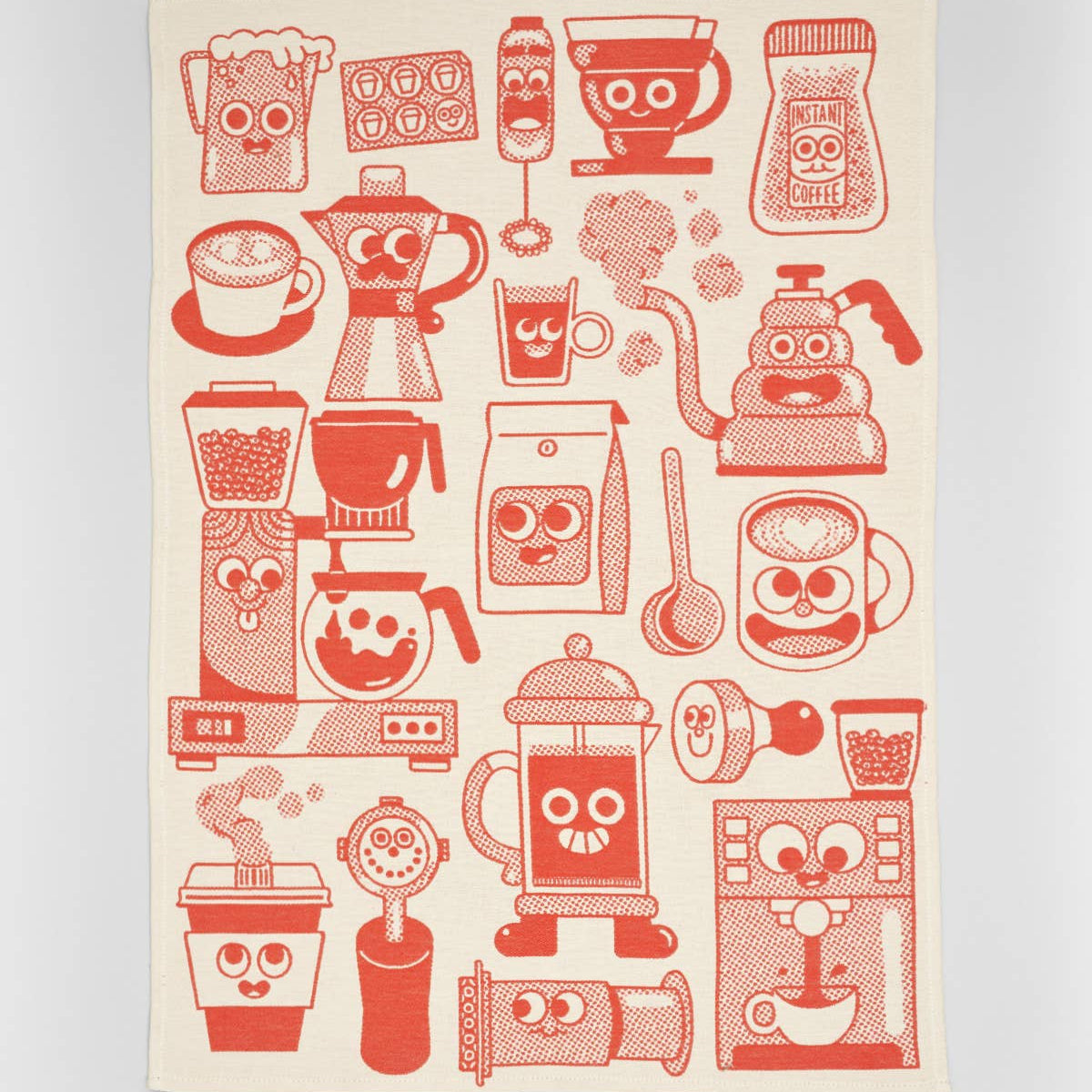 Wrap - COFFEE TIME Geschirrtuch (50 × 70 cm) • Red/Beige - ROSA ECK