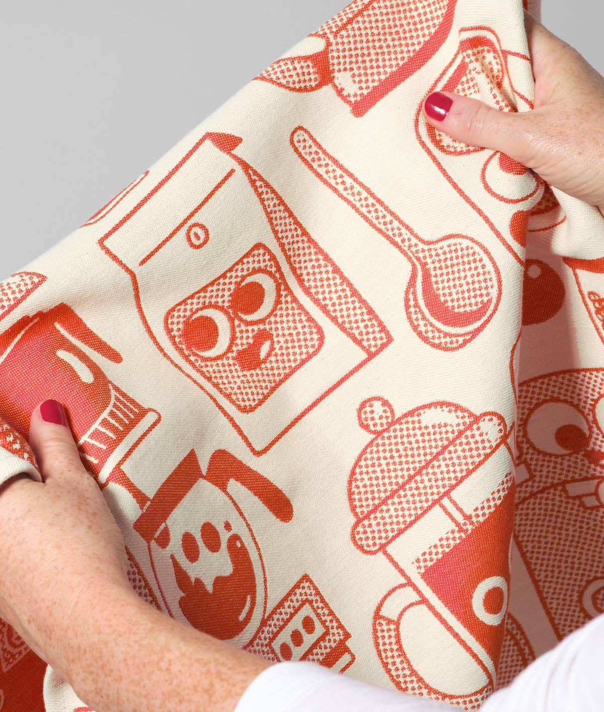 Wrap - COFFEE TIME Geschirrtuch (50 × 70 cm) • Red/Beige - ROSA ECK