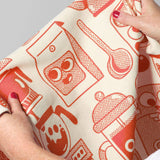 Wrap - COFFEE TIME Geschirrtuch (50 × 70 cm) • Red/Beige - ROSA ECK