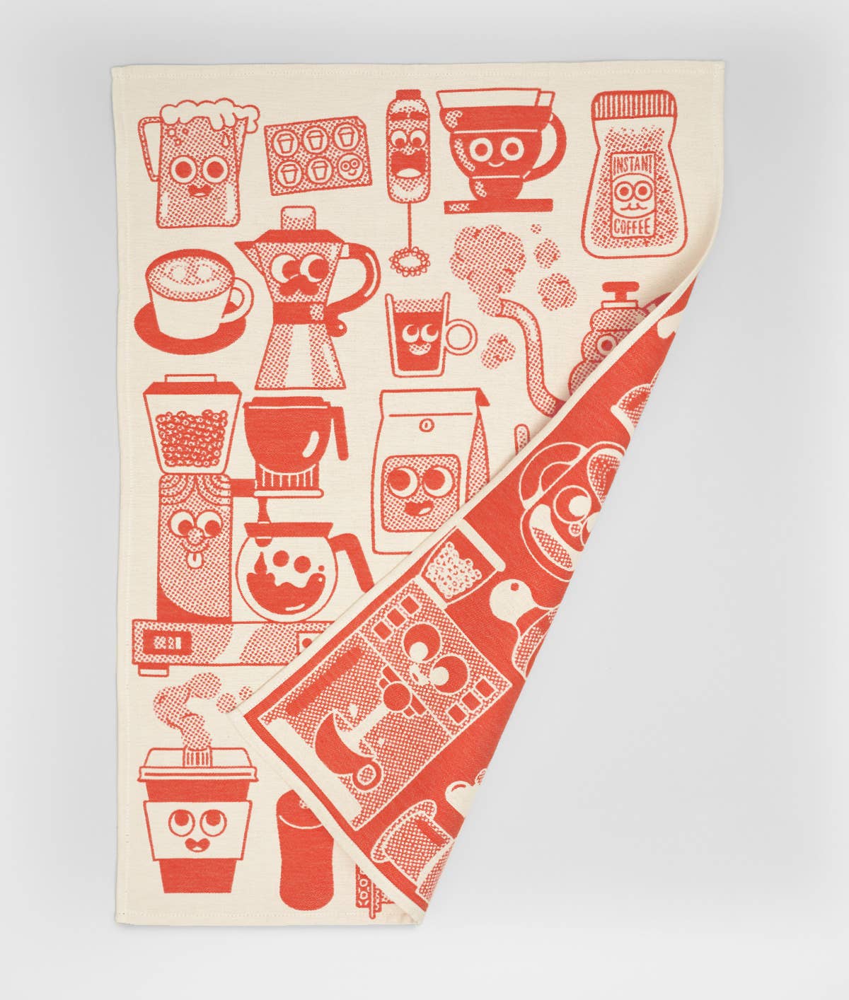 Wrap - COFFEE TIME Geschirrtuch (50 × 70 cm) • Red/Beige - ROSA ECK