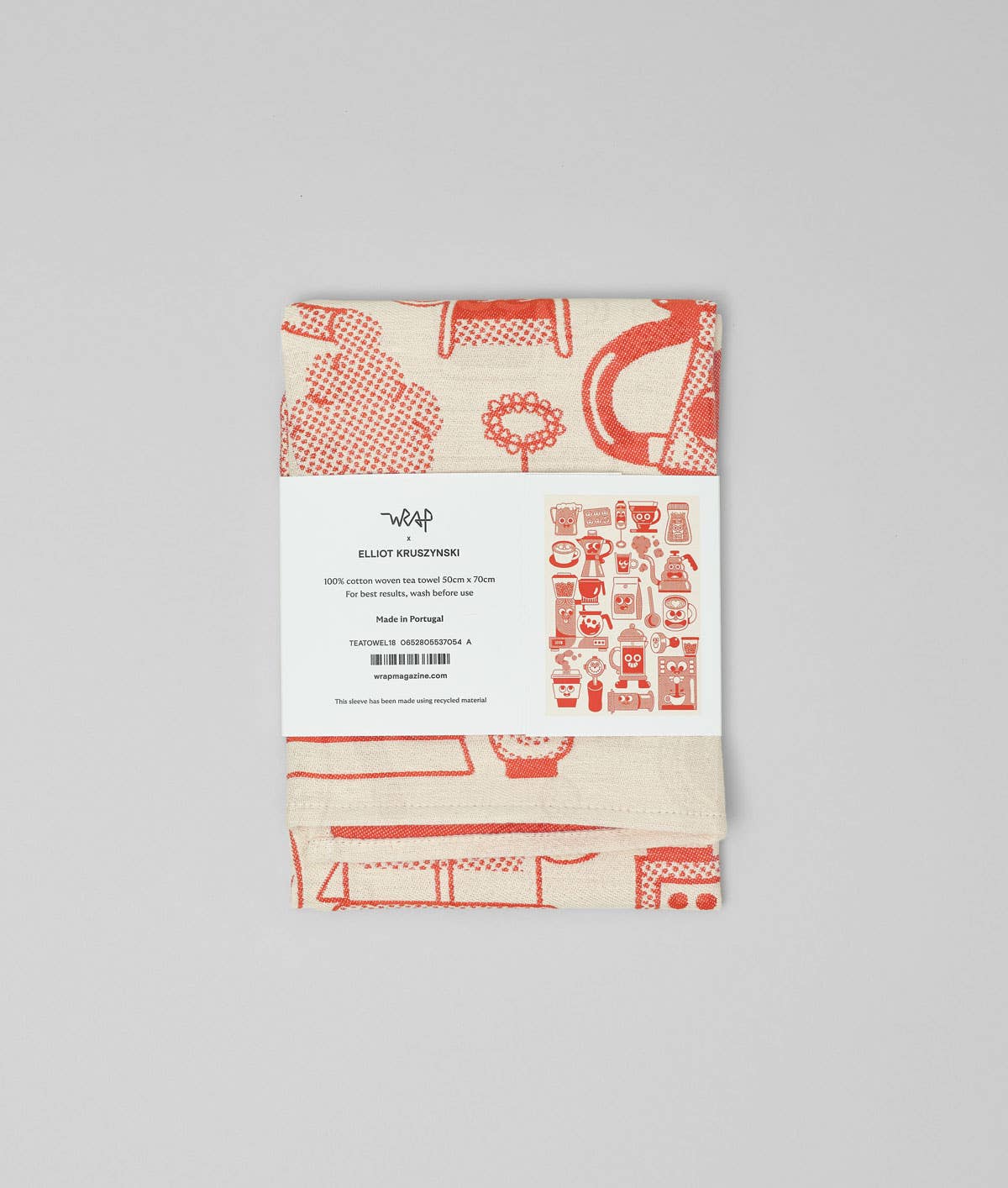 Wrap - COFFEE TIME Geschirrtuch (50 × 70 cm) • Red/Beige - ROSA ECK