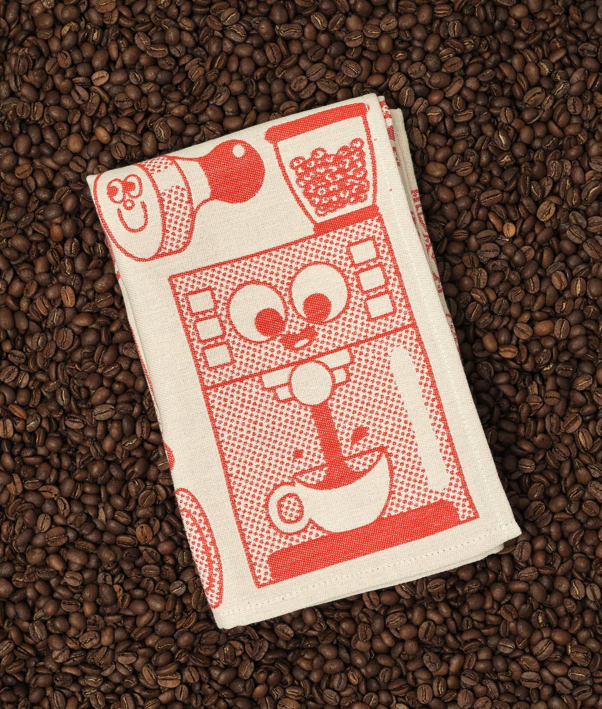 Wrap - COFFEE TIME Geschirrtuch (50 × 70 cm) • Red/Beige - ROSA ECK