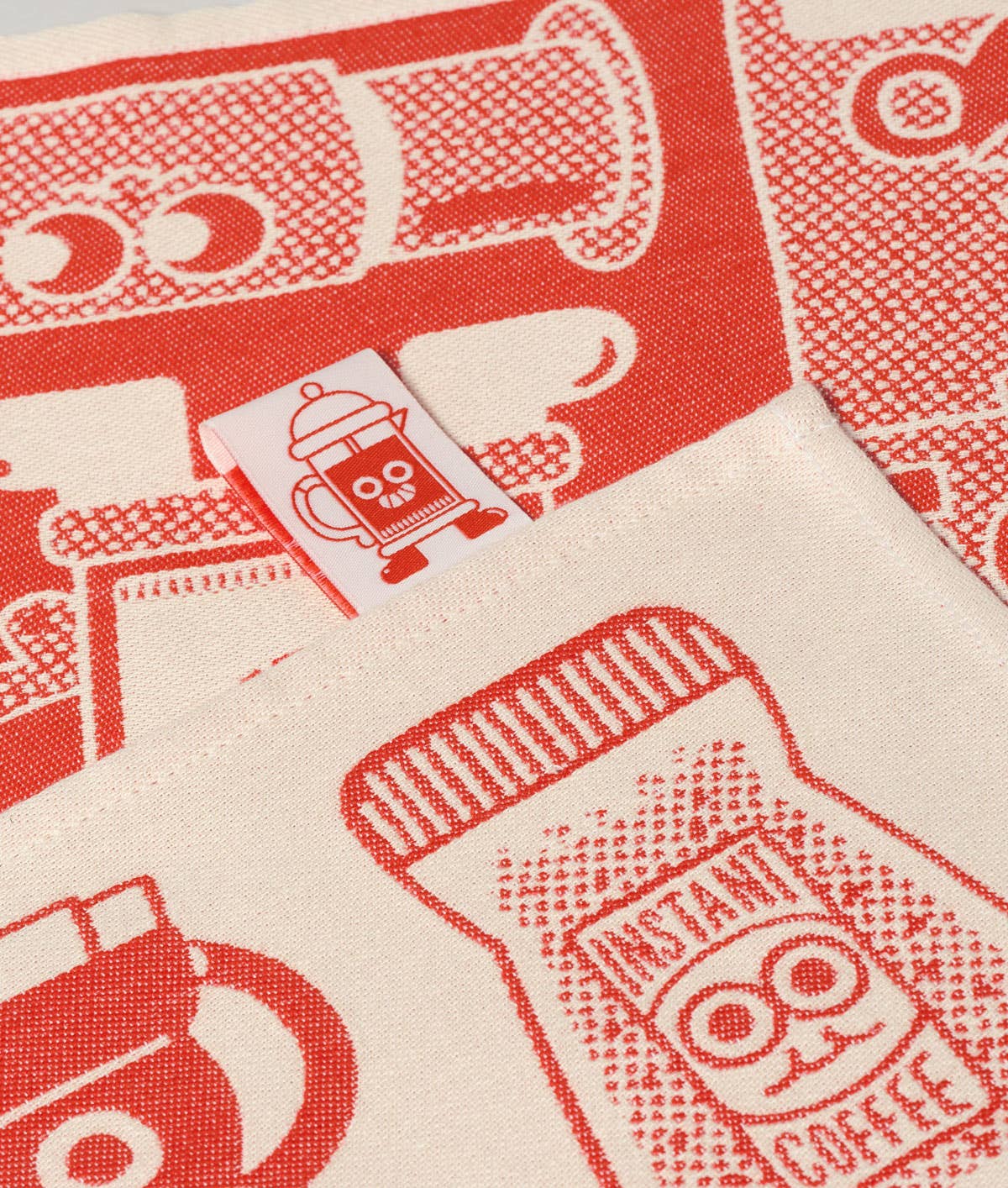 Wrap - COFFEE TIME Geschirrtuch (50 × 70 cm) • Red/Beige - ROSA ECK
