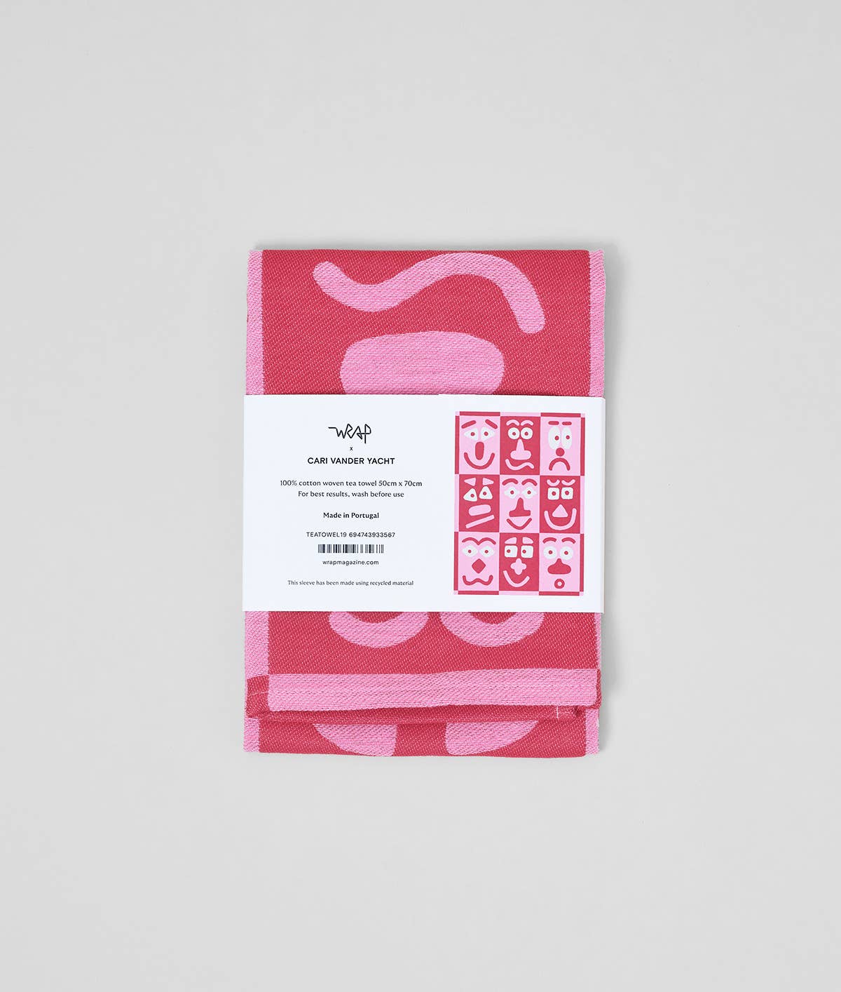 Wrap - FACES Geschirrtuch (50 × 70 cm) • Pink/Maroon - ROSA ECK