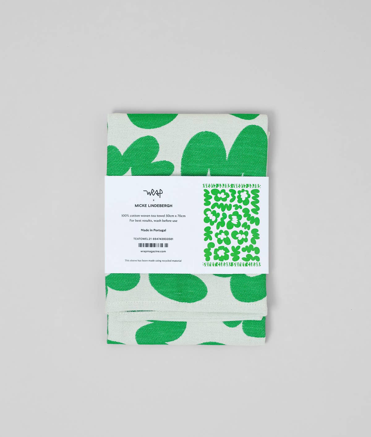 Wrap - FLOWERS AND SQUIGGLES Geschirrtuch (50 × 70 cm) • Green/Natural - ROSA ECK