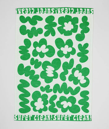 Wrap - FLOWERS AND SQUIGGLES Geschirrtuch (50 × 70 cm) • Green/Natural - ROSA ECK
