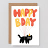 Wrap - HAPPY BDAY CAT BALLOONS Grußkarte zum Geburtstag - ROSA ECK