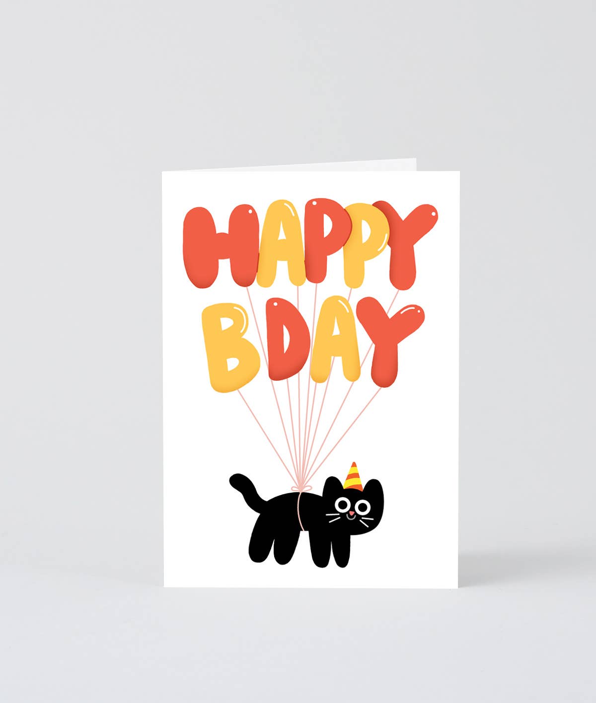 Wrap - HAPPY BDAY CAT BALLOONS Grußkarte zum Geburtstag - ROSA ECK