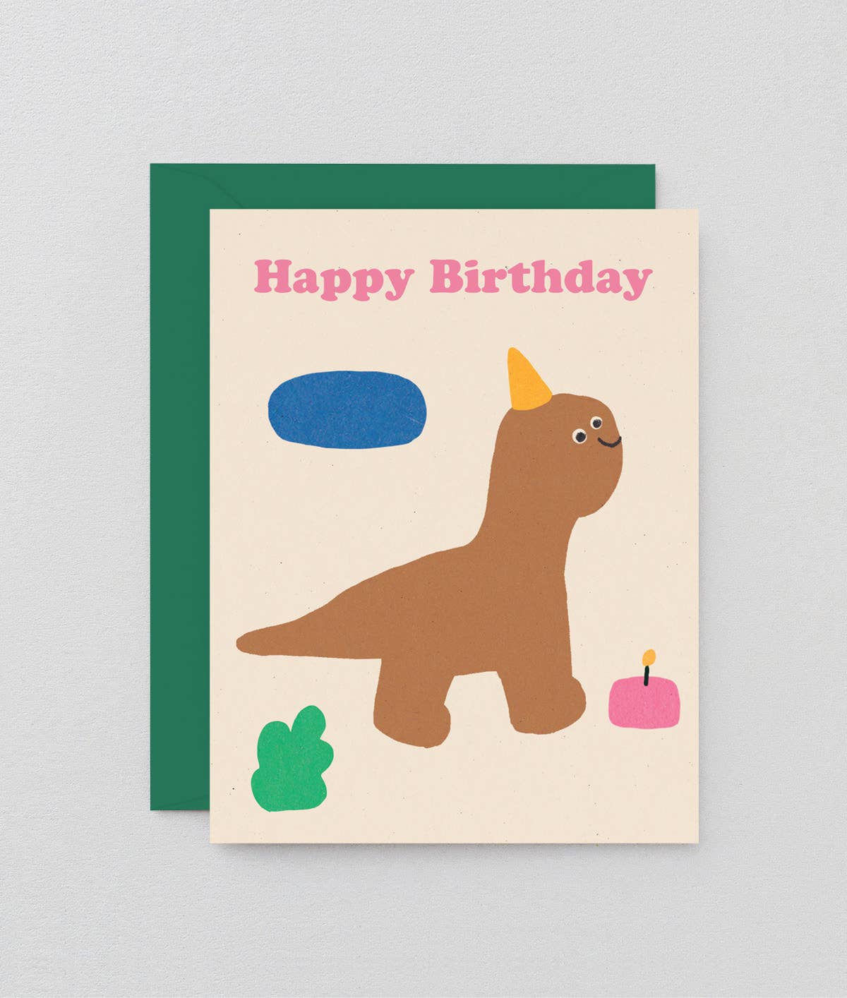 Wrap - HAPPY BIRTHDAY DINO Grußkarte Kindergeburtstag - ROSA ECK
