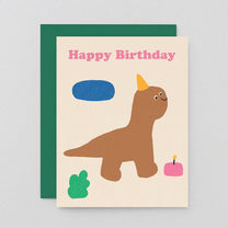 Wrap - HAPPY BIRTHDAY DINO Grußkarte Kindergeburtstag - ROSA ECK