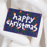 Wrap - HAPPY CHRISTMAS HOLLY Weihnachts - Grußkarte mit Prägung - Grußkarte - ROSA ECK Concept Store
