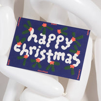 Wrap - HAPPY CHRISTMAS HOLLY Weihnachts - Grußkarte mit Prägung - Grußkarte - ROSA ECK Concept Store