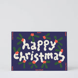 Wrap - HAPPY CHRISTMAS HOLLY Weihnachts - Grußkarte mit Prägung - Grußkarte - ROSA ECK Concept Store