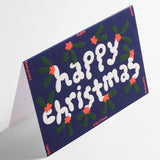 Wrap - HAPPY CHRISTMAS HOLLY Weihnachts - Grußkarte mit Prägung - Grußkarte - ROSA ECK Concept Store