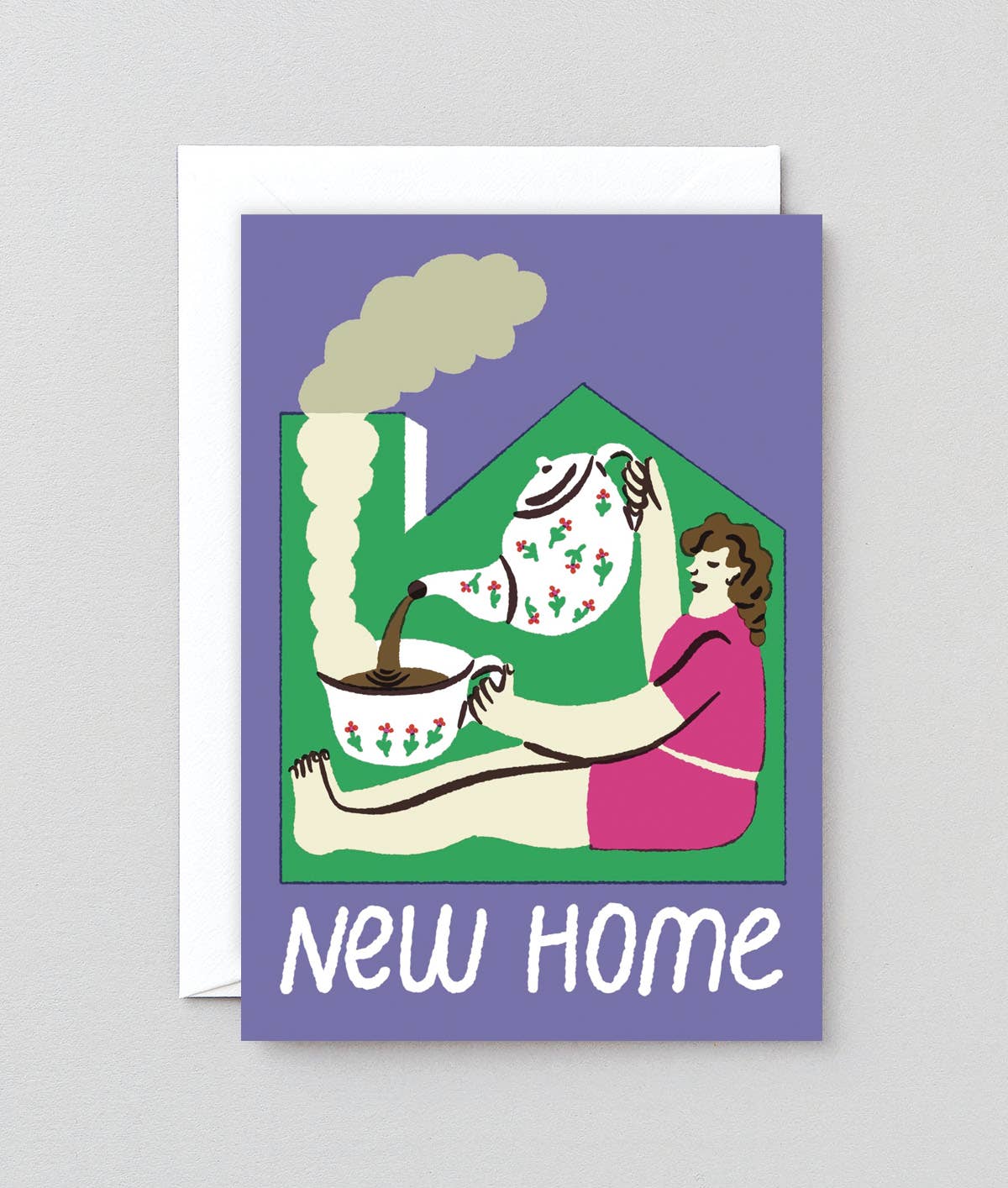 Wrap - NEW HOME CUP OF TEA Grußkarte zum Einzug - ROSA ECK