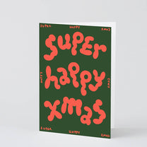 Wrap - SUPER HAPPY XMAS Weihnachtskarte - Grußkarte - ROSA ECK