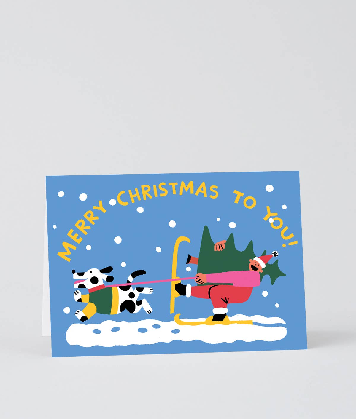 Wrap - Weihnachts - Grußkarte mit Prägung „Merry Christmas Skiing“ - Grußkarte - ROSA ECK Concept Store