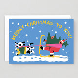 Wrap - Weihnachts - Grußkarte mit Prägung „Merry Christmas Skiing“ - Grußkarte - ROSA ECK Concept Store