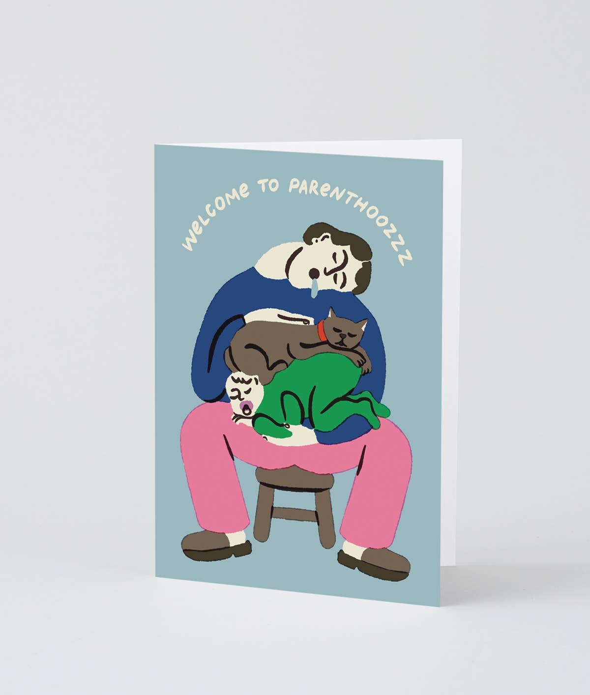 Wrap - WELCOME TO PARENTHOOZZZ Grußkarte zur Geburt - ROSA ECK