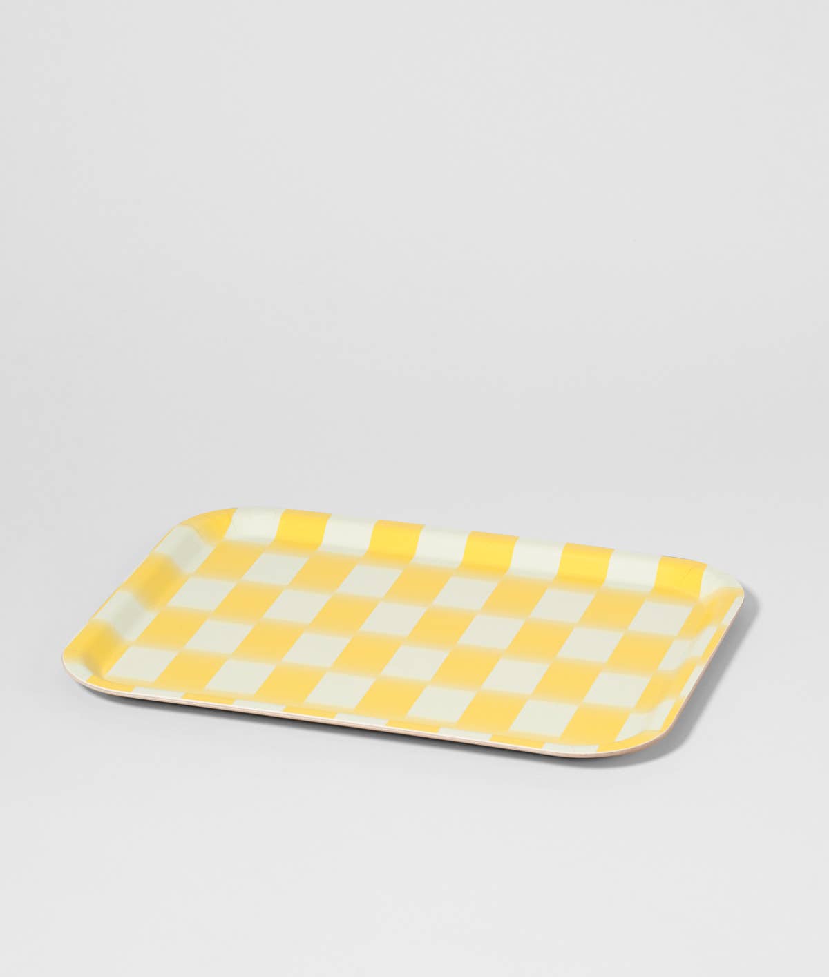 Wrap - YELLOW BLUR CHECK Gelbes rechteckiges Serviertablett aus Birke - Serviertablett - ROSA ECK