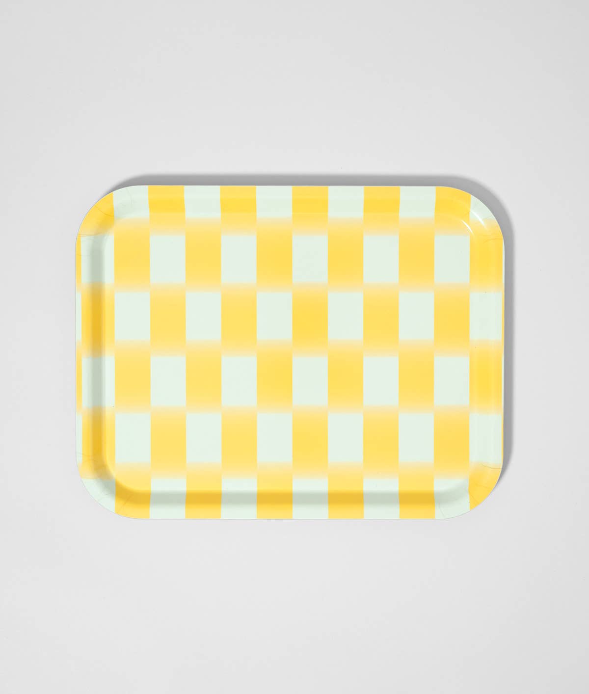 Wrap - YELLOW BLUR CHECK Gelbes rechteckiges Serviertablett aus Birke - Serviertablett - ROSA ECK