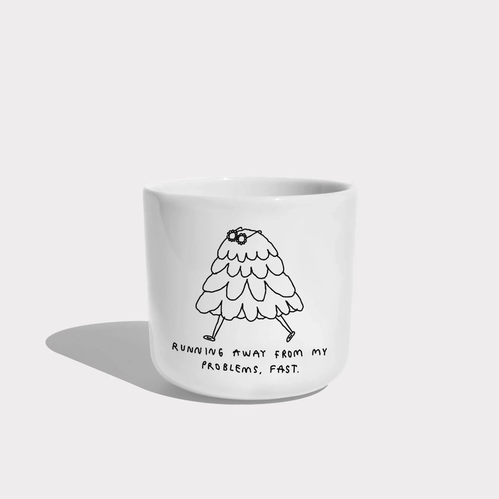 Porzellanbecher mit Spruch • RUNNING AWAY – Yahya Studio
